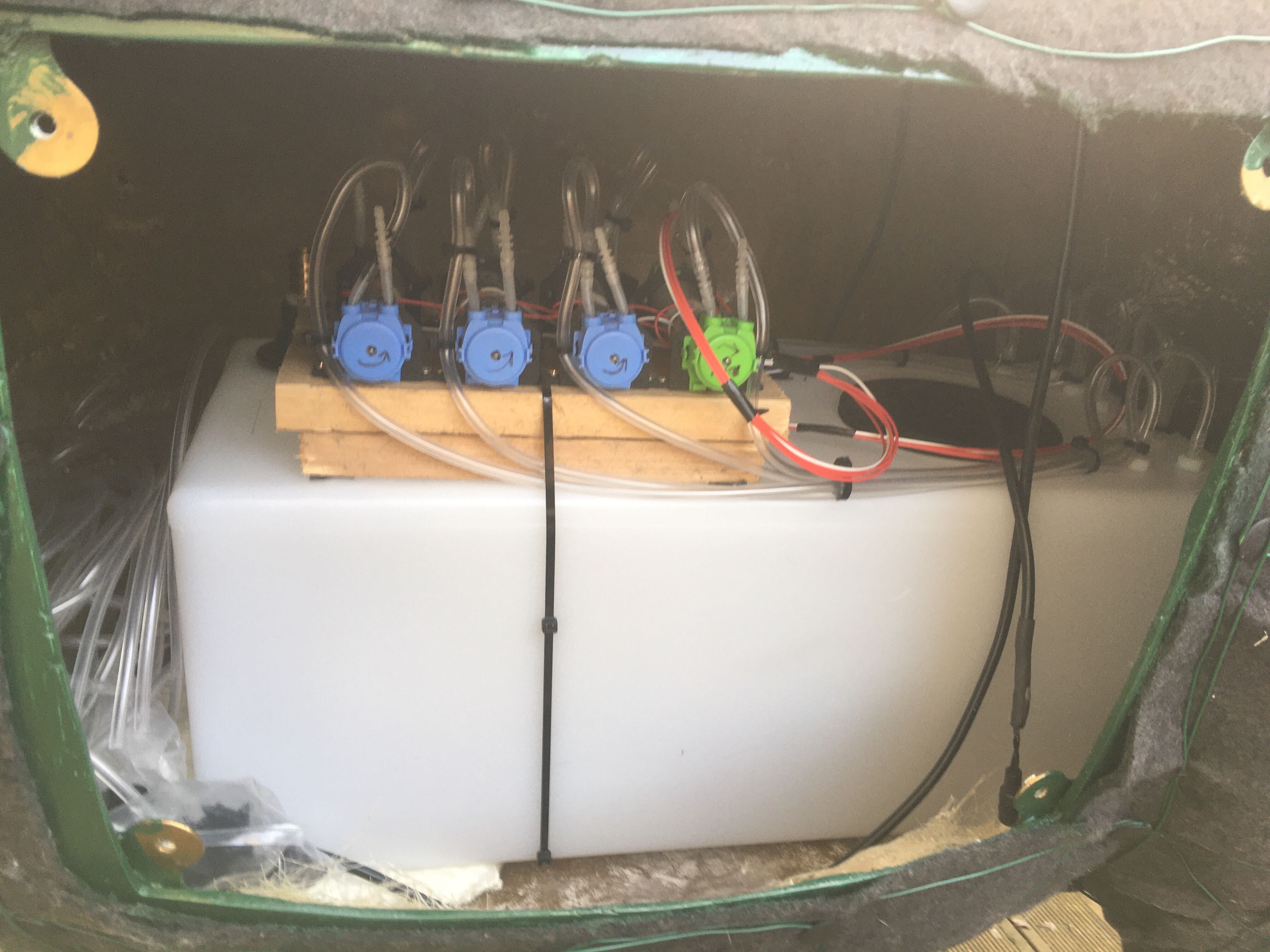 Water tank and pumps inside the cow